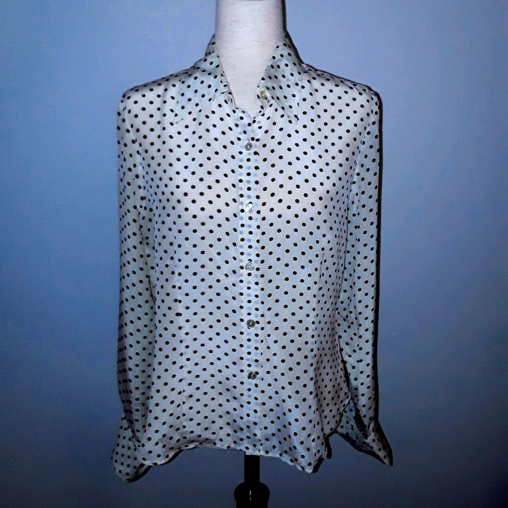 Donna Rae Polka dot silk blouse